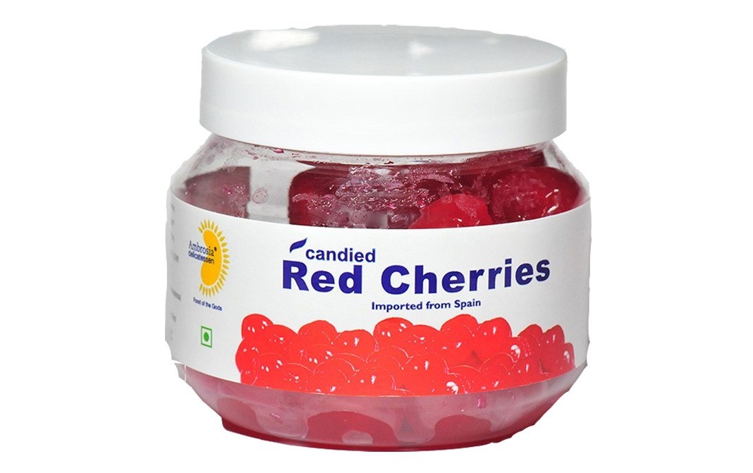 Ambrosia Delicatessen Candied Red Cherries    Jar  250 grams
